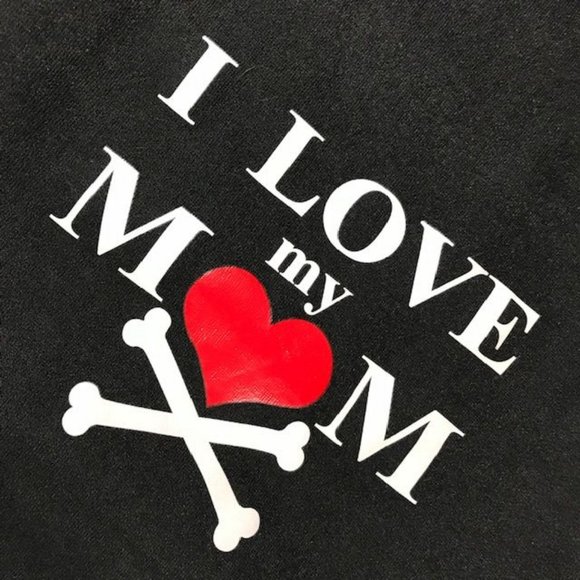 NWOT I Love My Mom Heart and Crossbones Cotton Blend Fleece Dog Hoodie - Picture 3 of 6